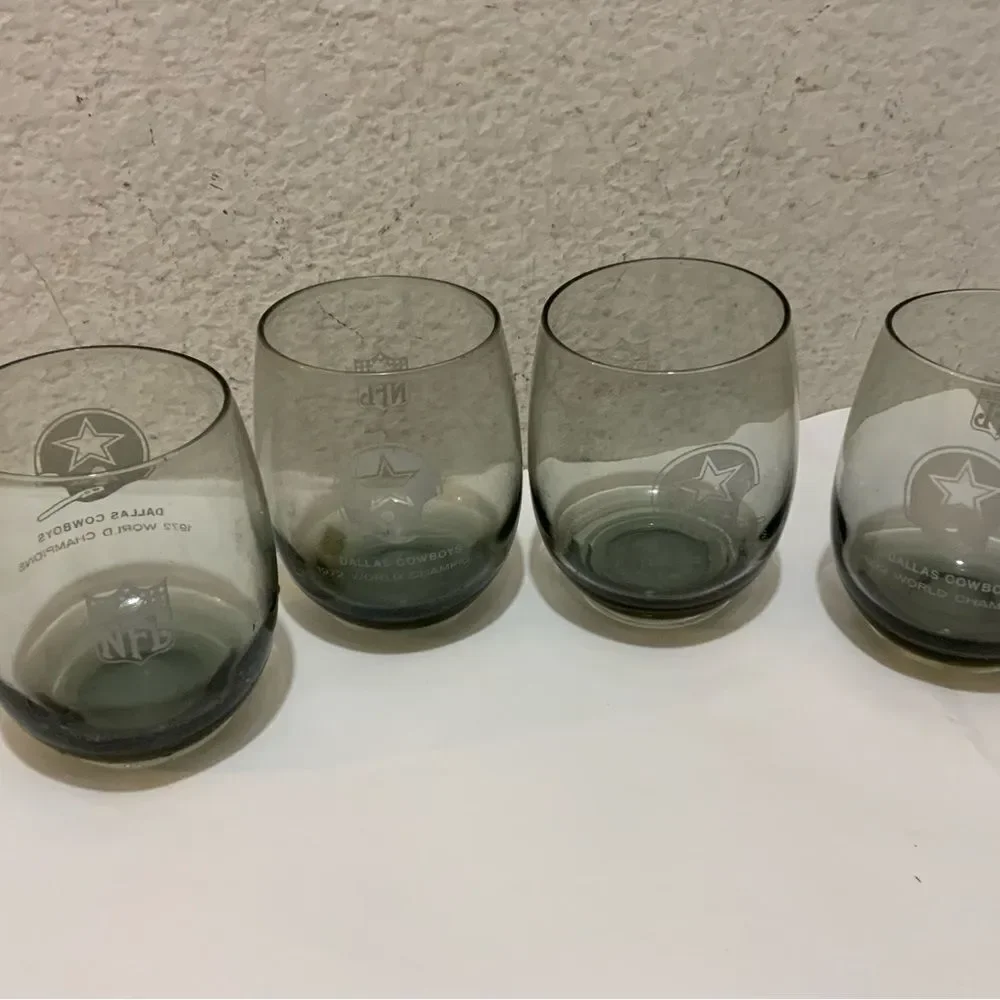 VTG Dallas Cowboys NFL 1972 World Champions glass cocktail tinted set of 4